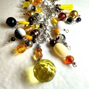 Chunky Beaded Tassel Handbag Purse Accessory Dangle Charm Key Chain Handmade